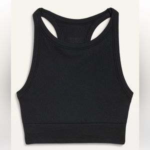 NWT Old Navy Light Support Seamless Rib-Knit Longline Sports Bra in Black, sz. M